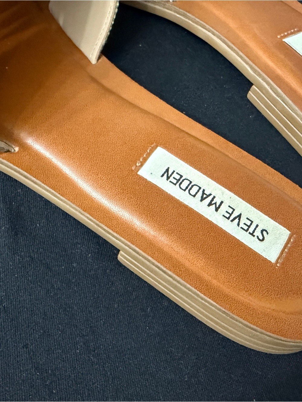 Steve Madden Tan Slides with Sparkling Silver Straps - Picture 5 of 7